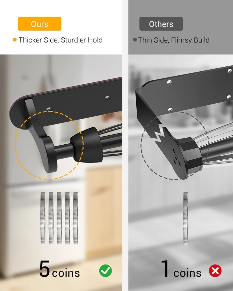 Swaitee Magnetic Paper Towel Holder, One-Handed Tear, Adhesive, Black, Paper Towel Holder Wall Mount with Ratchet Mechanism for Refrigerator, Camper, Garage, Rv, Kitchen, Bathroom, Farmhouse - Image 4